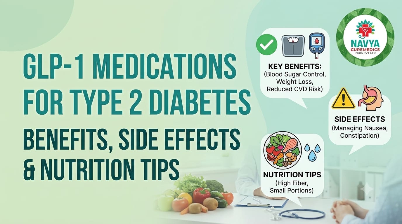 "GLP-1 Medications for Type 2 Diabetes: Benefits, Side Effects & Nutrition Tips | Navya Cure Medics">